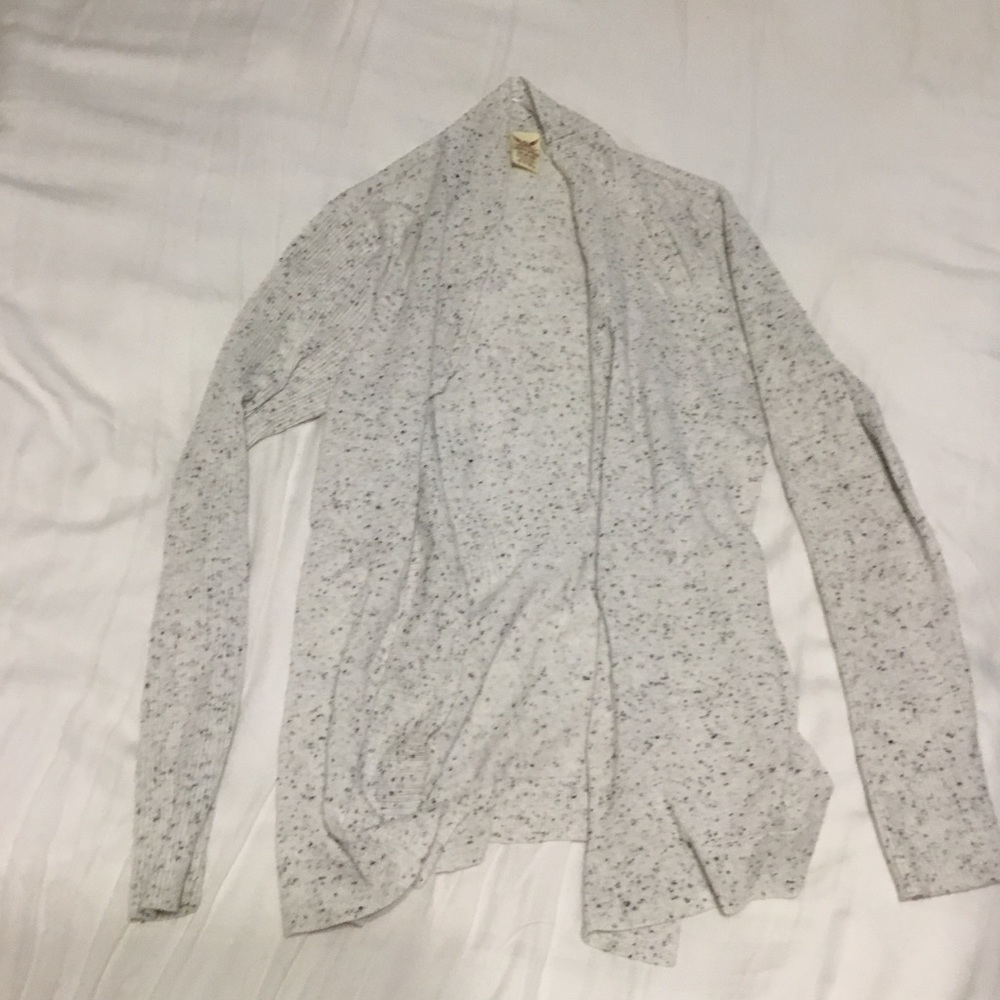 Gray and white cardigan